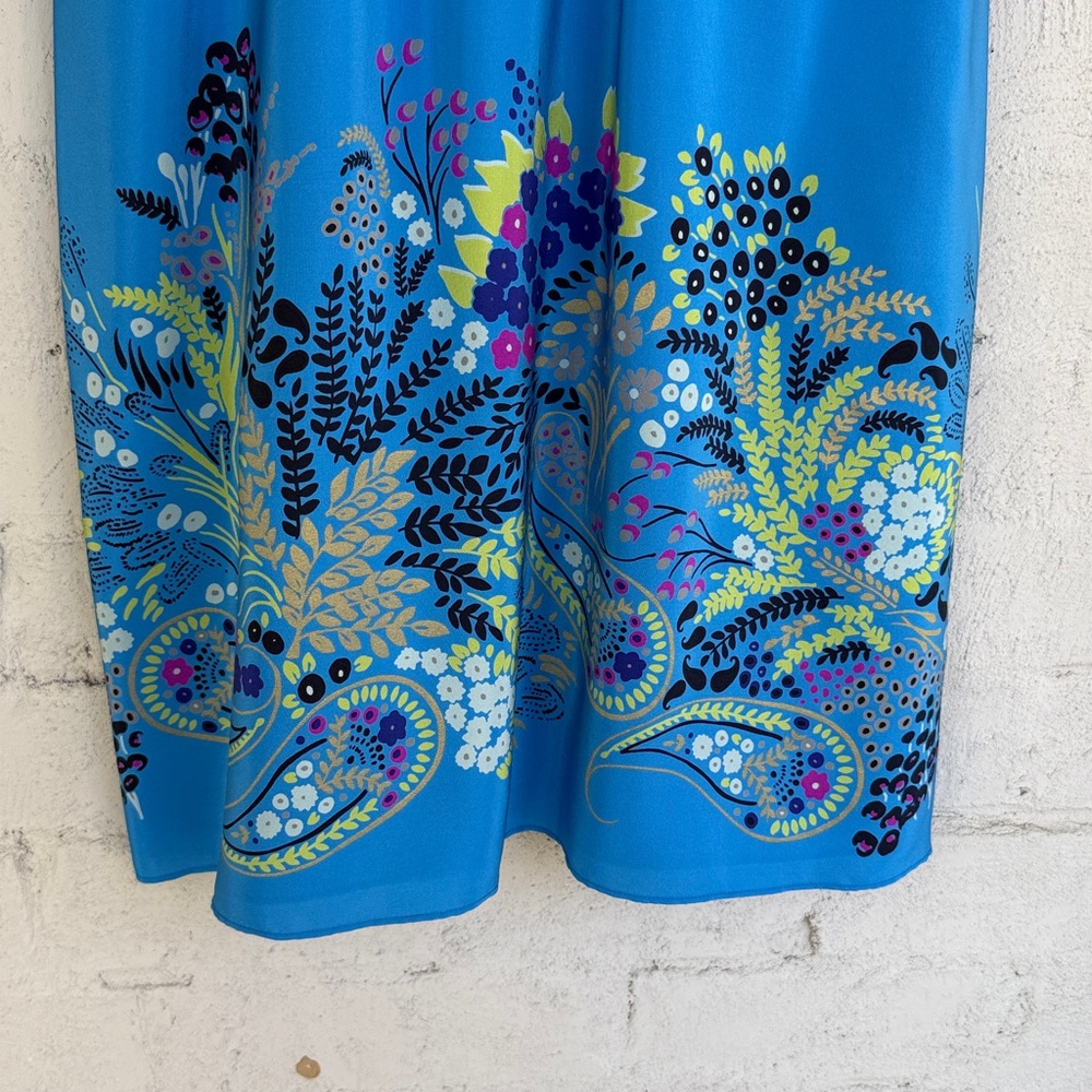 Tibi Blue Floral/Paisley Engineered Print Silk High Waisted Dress Size 6 - Picture 5 of 13